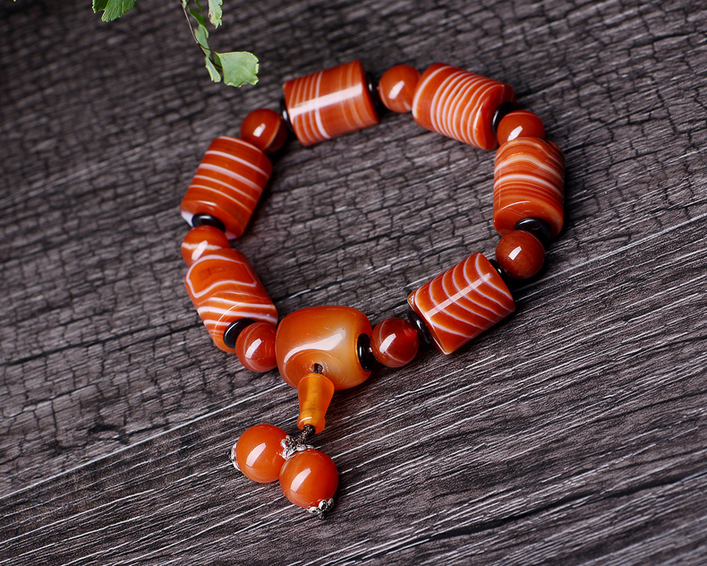 情侶款民族風天然纏絲瑪瑙手鏈