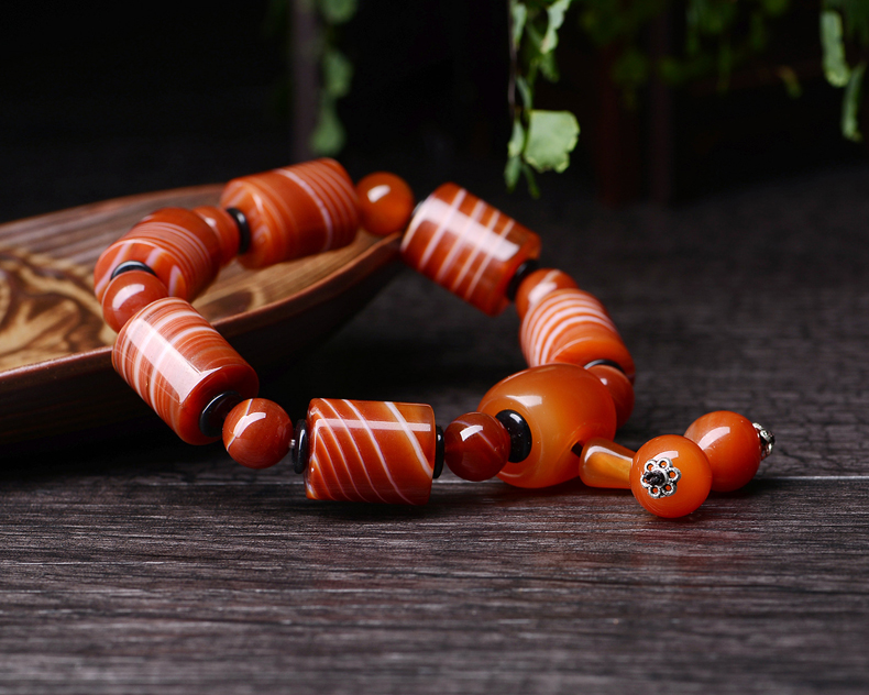 情侶款民族風天然纏絲瑪瑙手鏈