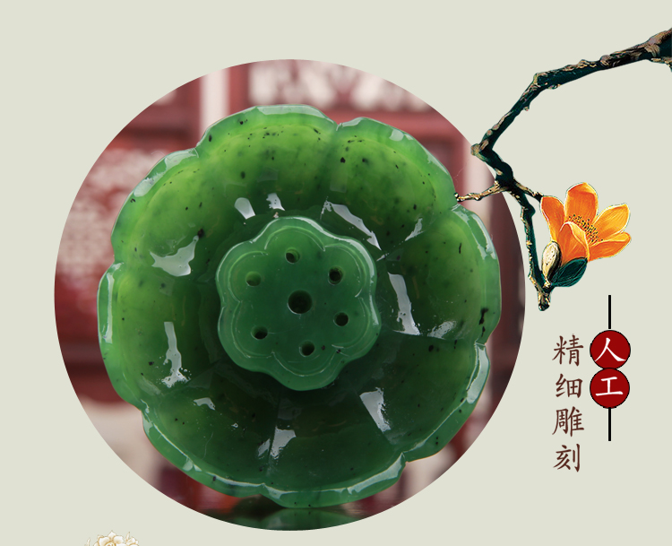 家佳樂(lè)文學(xué)文藝碧玉蓮花筆洗和田玉蓮花香爐