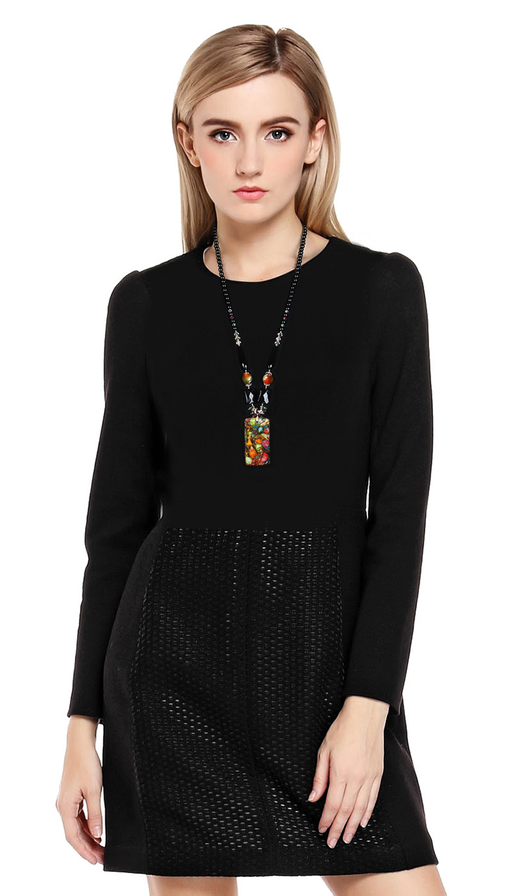 奢華復(fù)古水晶黑瑪瑙毛衣長(zhǎng)款項(xiàng)鏈