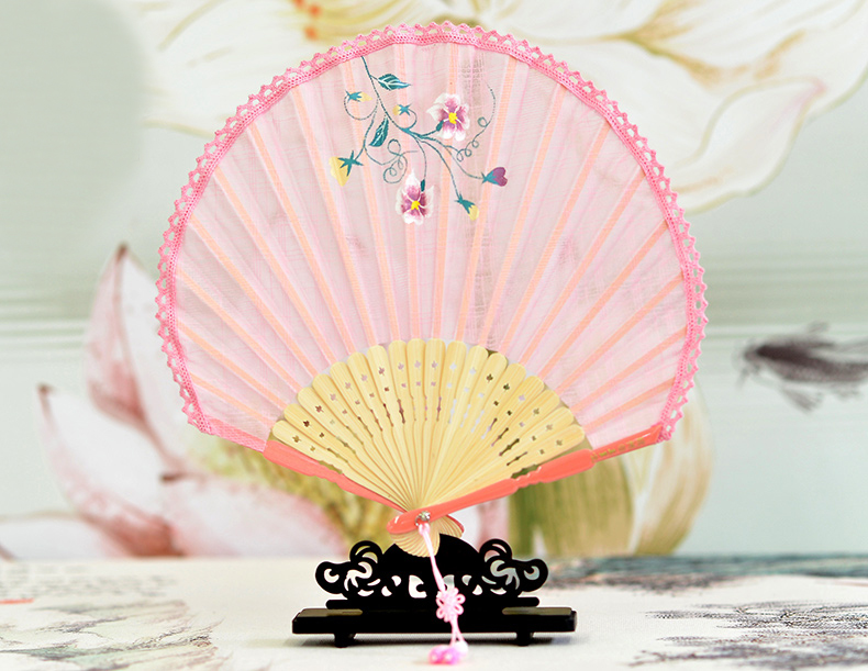 家佳樂文學(xué)扇子女式棉麻布扇貝殼扇