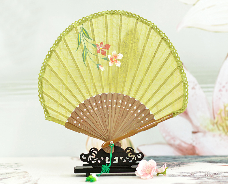 家佳樂文學(xué)扇子女式棉麻布扇貝殼扇