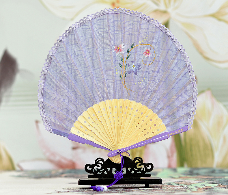 家佳樂文學(xué)扇子女式棉麻布扇貝殼扇