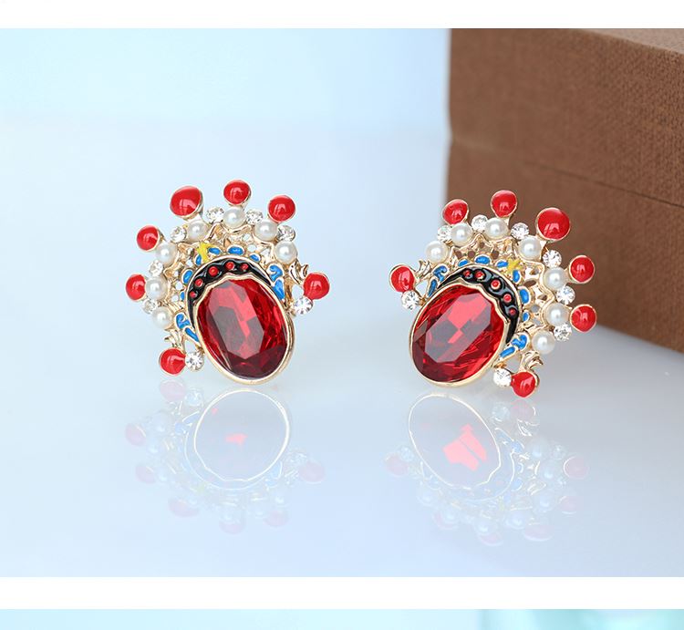 家佳樂文學(xué)京劇臉譜刀馬旦水晶耳環(huán)