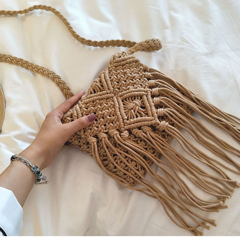 休閑百搭民族風(fēng)手工編織單肩小包包