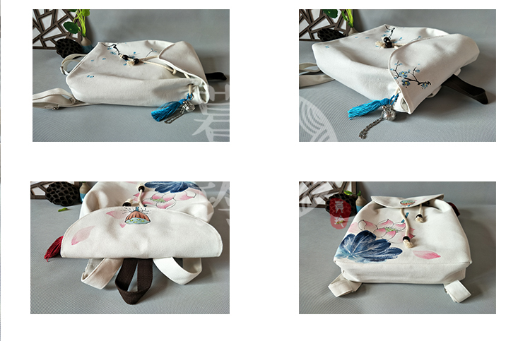 手工手繪復(fù)古民族風(fēng)文藝休閑帆布雙肩背包