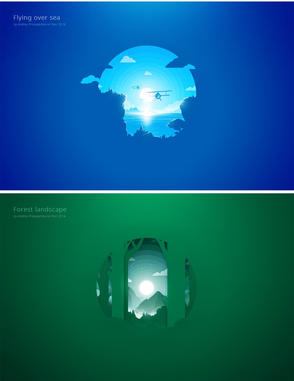 簡(jiǎn)約唯美漸變插畫繪制，風(fēng)景美如畫!