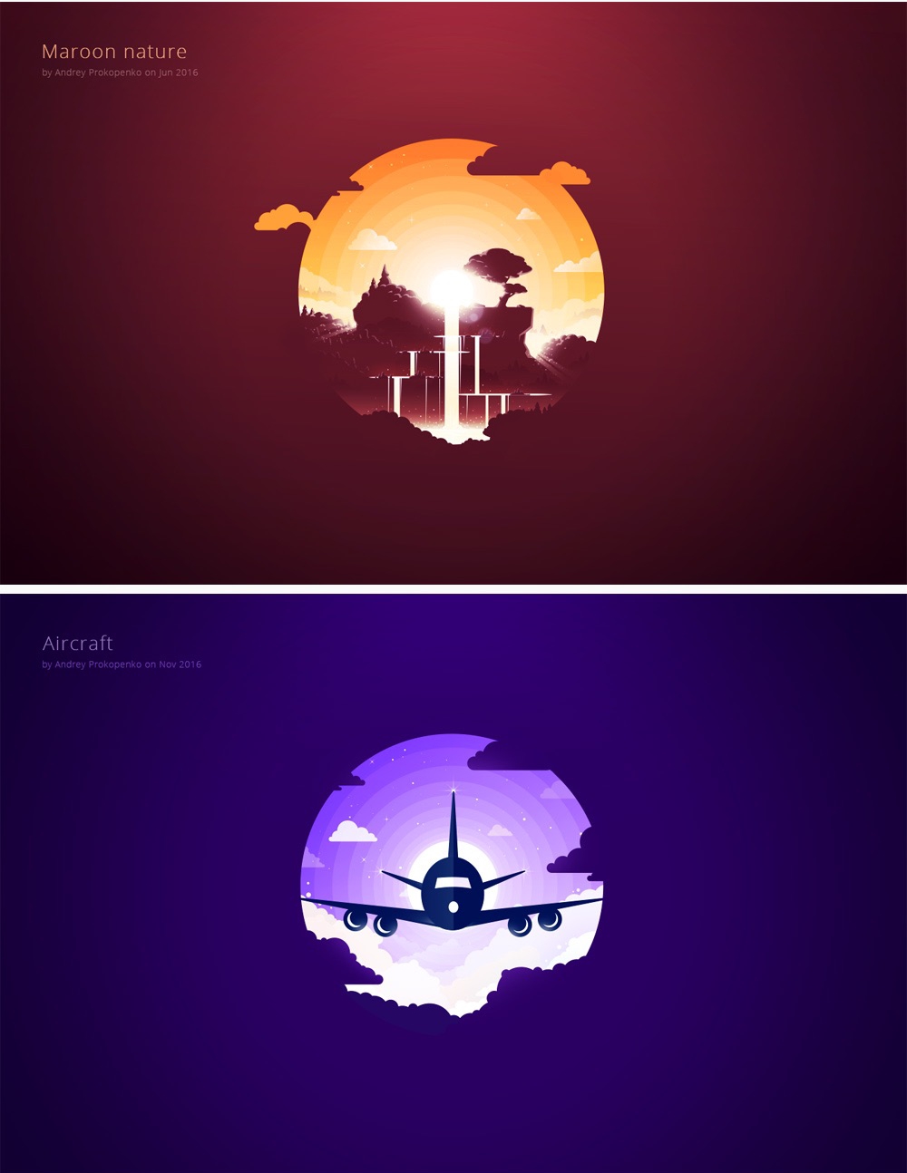 簡(jiǎn)約唯美漸變插畫繪制，風(fēng)景美如畫!