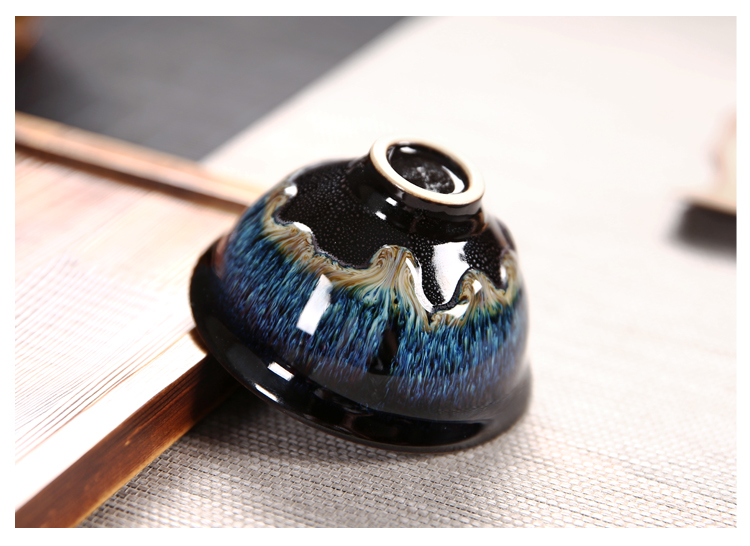 五行杯系列，鑲銀建盞華麗茶具