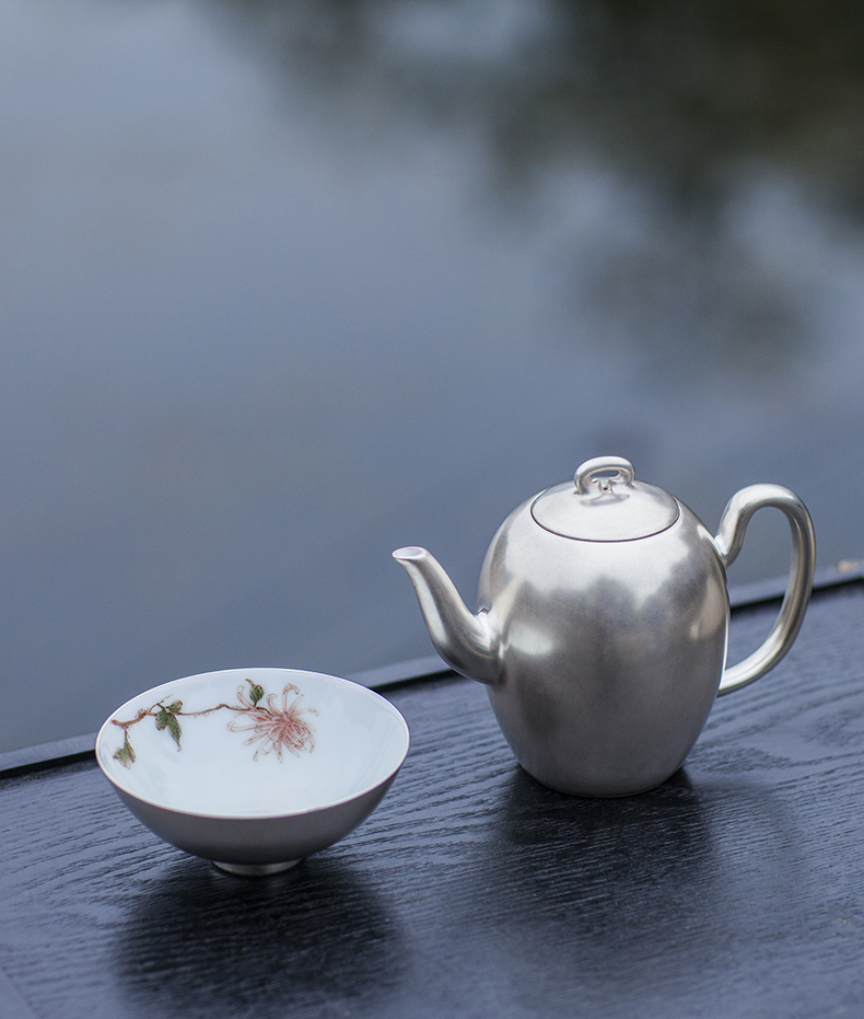 家佳樂(lè)文學(xué)梅蘭竹菊鎏銀茶具套裝