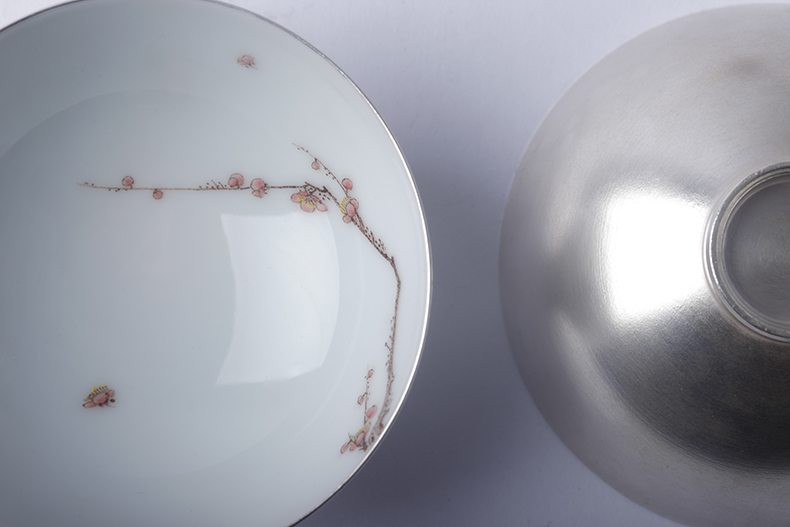 家佳樂(lè)文學(xué)梅蘭竹菊鎏銀茶具套裝