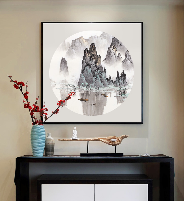 景秀山河，精美水墨裝飾畫(huà)