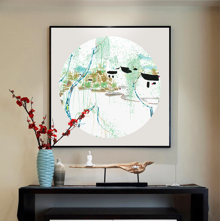 景秀山河，精美水墨裝飾畫(huà)