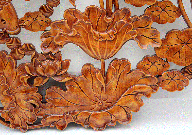 年年有余，精致香樟木創(chuàng)意木雕