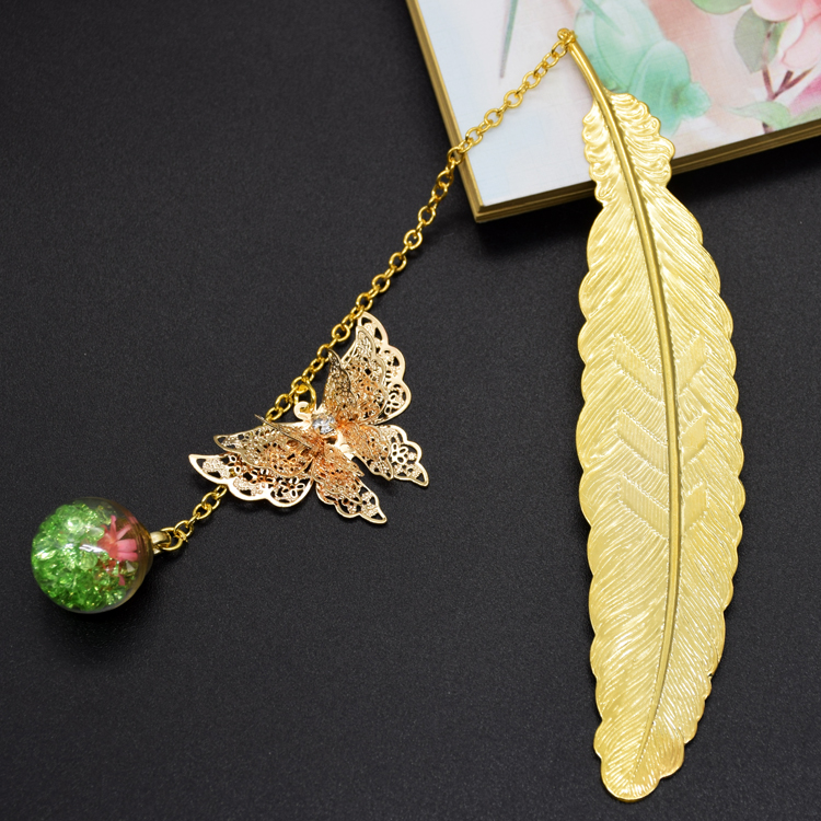 精致華麗書簽，蝴蝶飛舞金屬書簽