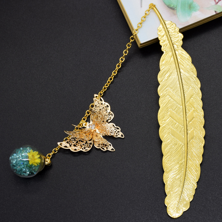 精致華麗書簽，蝴蝶飛舞金屬書簽