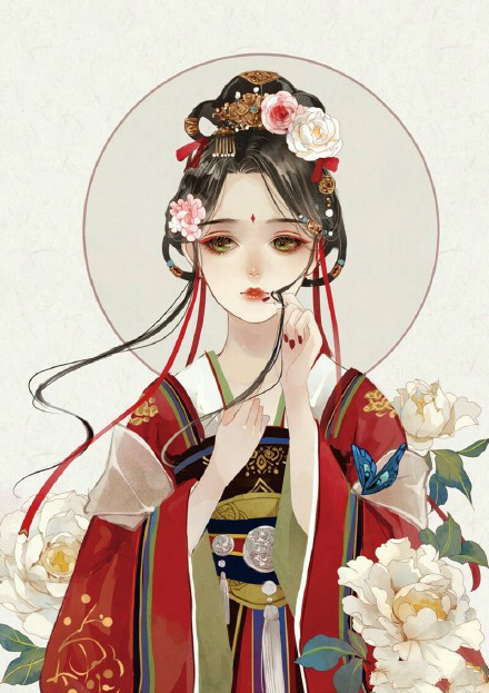 古典美女插畫，家佳樂文學手繪插畫