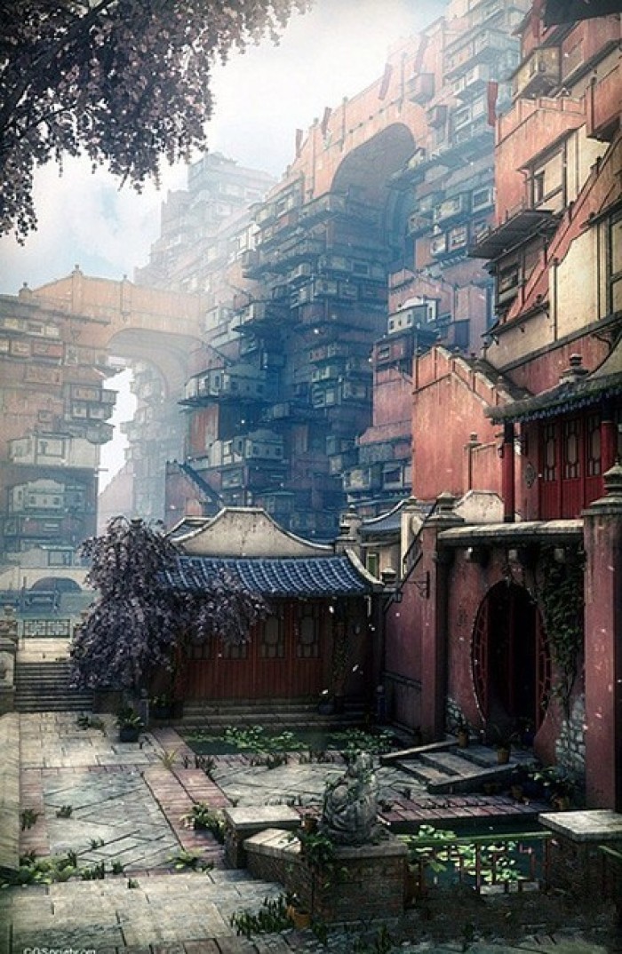 湖光月色插畫，景色秀麗手繪插畫