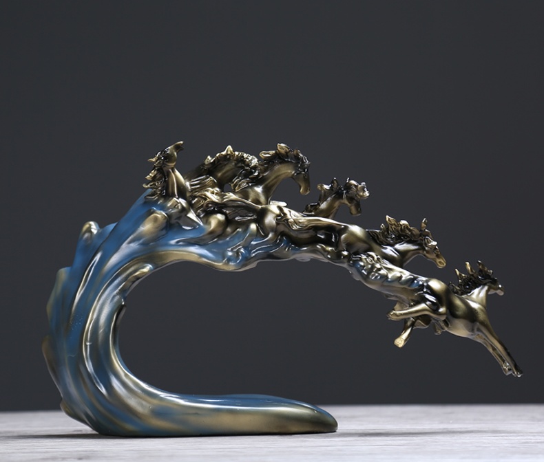 萬(wàn)馬奔騰工藝品，家佳樂(lè)文學(xué)馬到成功擺飾