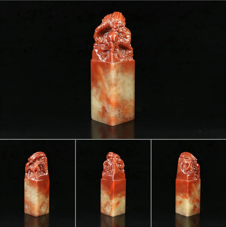 龍戲珠壽山石印章，獨(dú)具匠心印章圖片