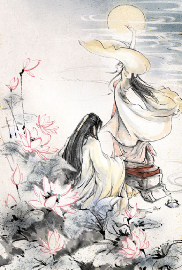 凄美國畫插畫，家佳樂文學(xué)詩意手繪插畫