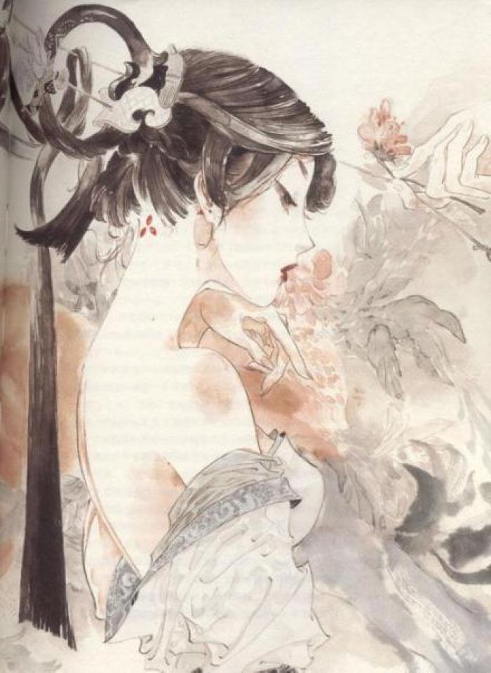 凄美國畫插畫，家佳樂文學(xué)詩意手繪插畫