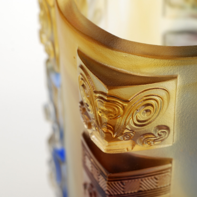 精美失蠟古琉筆筒，中國傳統(tǒng)手工琉璃筆筒