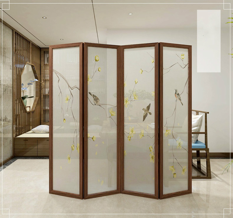 精致油畫(huà)屏風(fēng)，秀麗中式屏風(fēng)