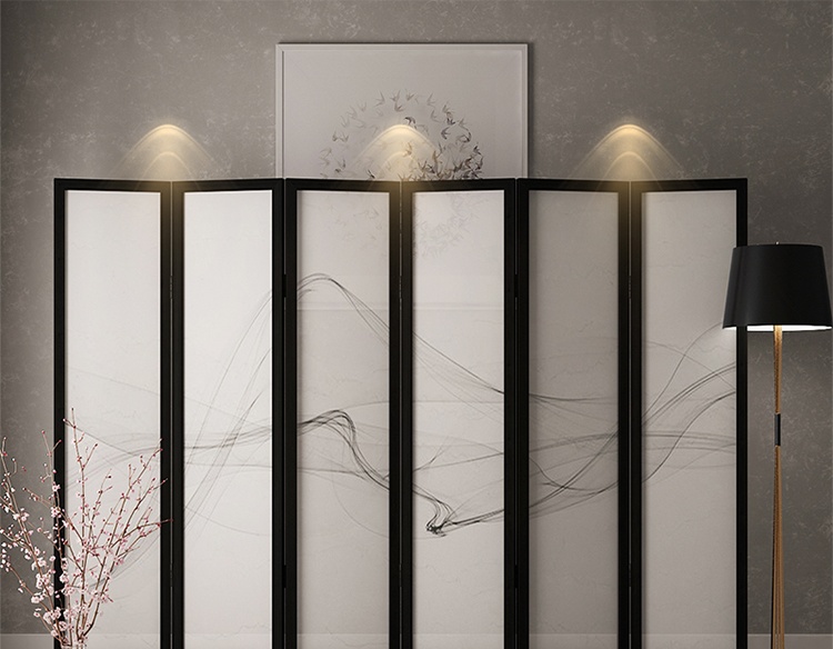 煙縷油布屏風，簡約現(xiàn)代中式屏風
