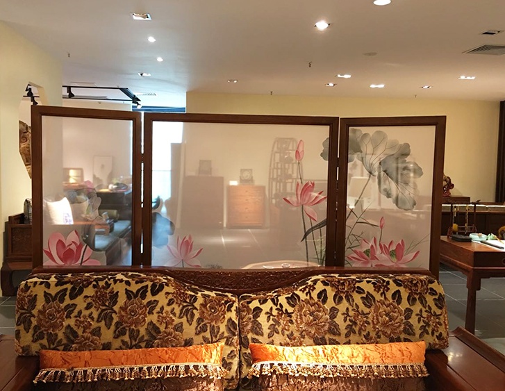 煙縷油布屏風，簡約現(xiàn)代中式屏風