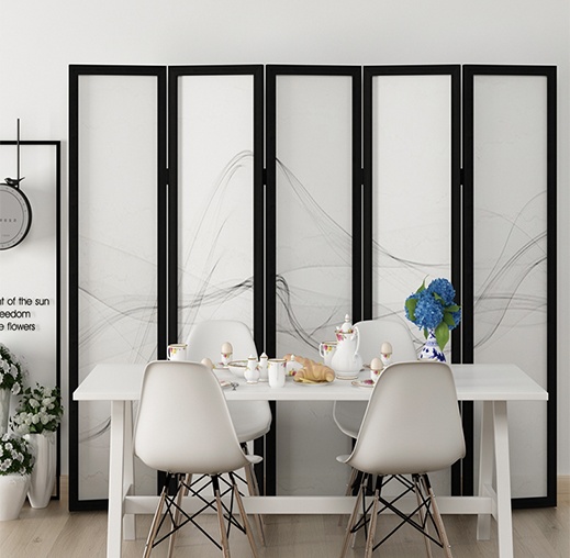 煙縷油布屏風，簡約現(xiàn)代中式屏風