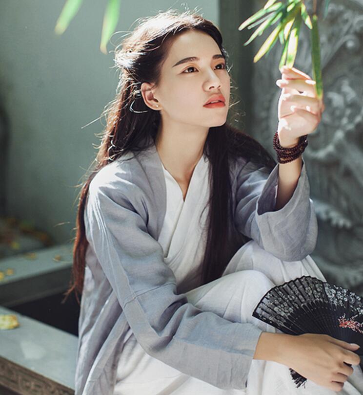 兩款復(fù)古亞麻民國風(fēng)漢服，白色簡約中式漢服