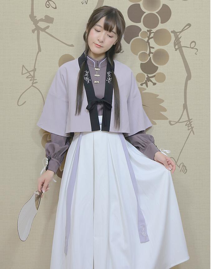 改良版清新唯美漢服，繡花褙子漢服圖片