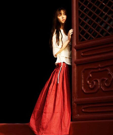 民族風漢元素古風漢服，棉麻女裝漢服美女圖片