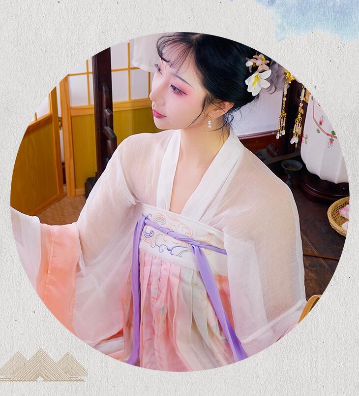 繡花印花齊胸襦裙，原創(chuàng)漢服美女圖片