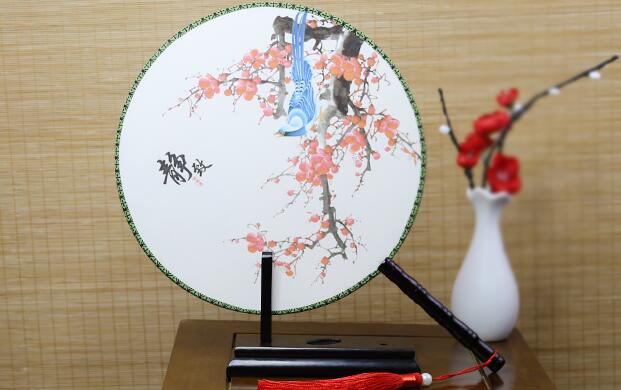 雙面印花團(tuán)扇，古典宮廷漢服扇子