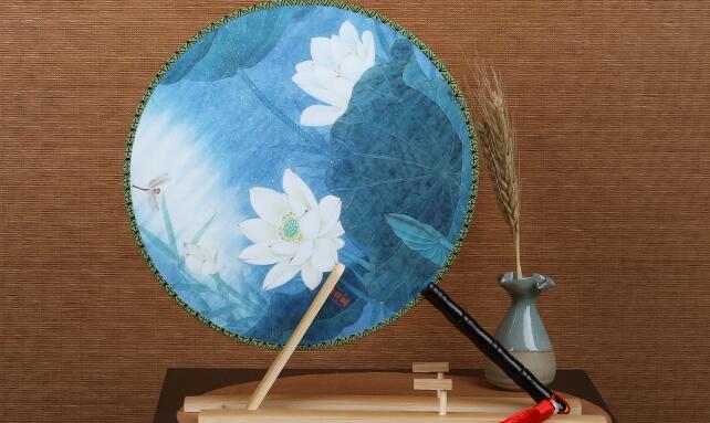 雙面印花團(tuán)扇，古典宮廷漢服扇子