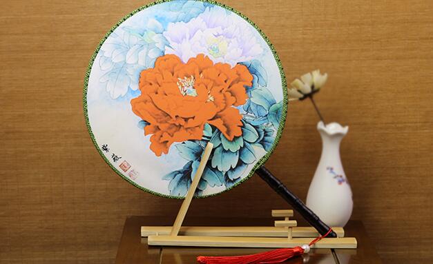 雙面印花團(tuán)扇，古典宮廷漢服扇子