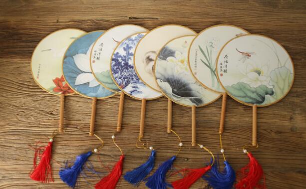 古典漢風宮廷團扇，清新文藝復古圓扇子