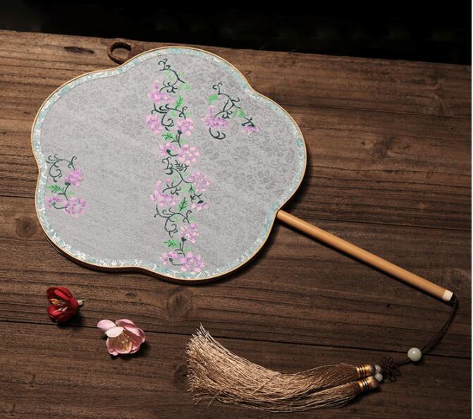 家佳樂文學(xué)手工古典團(tuán)扇，漢服宮扇長柄手繪扇子