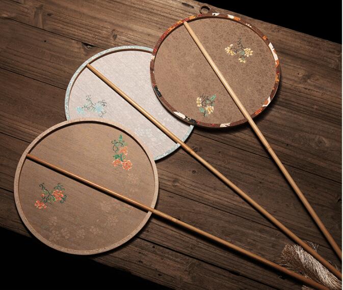 家佳樂文學(xué)手工古典團(tuán)扇，漢服宮扇長柄手繪扇子