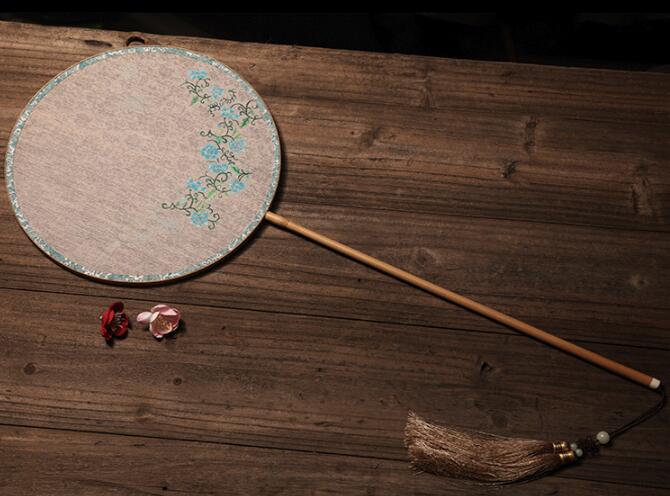 家佳樂文學(xué)手工古典團(tuán)扇，漢服宮扇長柄手繪扇子