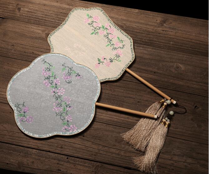 家佳樂文學(xué)手工古典團(tuán)扇，漢服宮扇長柄手繪扇子