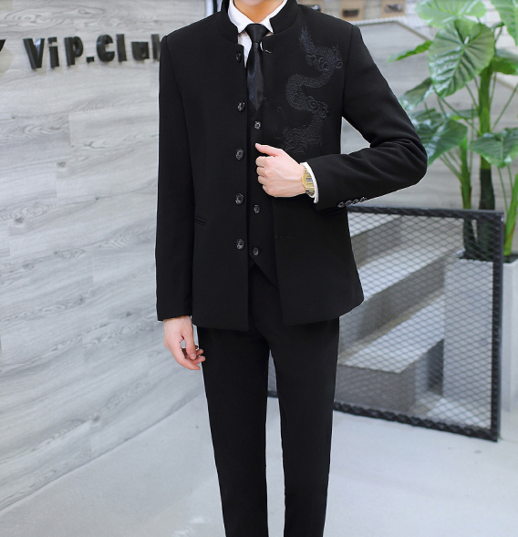 家佳樂文學(xué)繡龍中山裝，休閑時尚學(xué)生中山裝