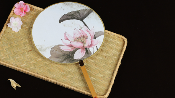 六款圖案女式團(tuán)扇，古風(fēng)工藝漢服古典扇子圖片