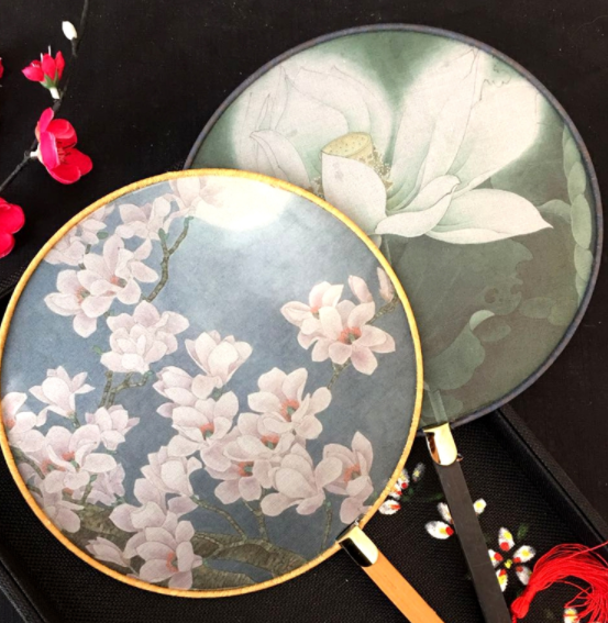 家佳樂文學(xué)復(fù)古仿竹團(tuán)扇，真絲半透明雙面團(tuán)扇圖片