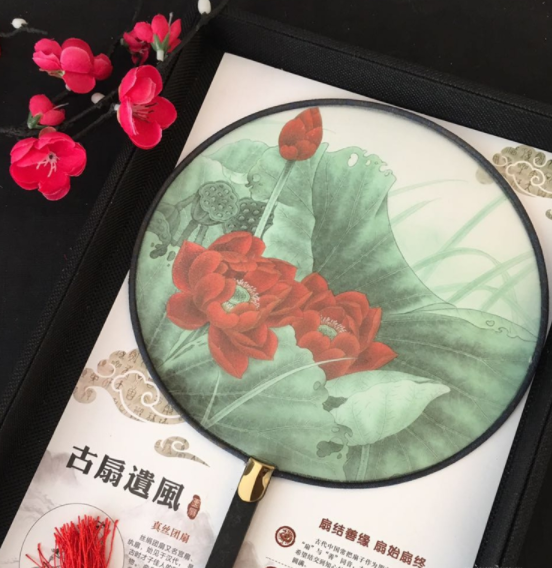 家佳樂文學(xué)復(fù)古仿竹團(tuán)扇，真絲半透明雙面團(tuán)扇圖片