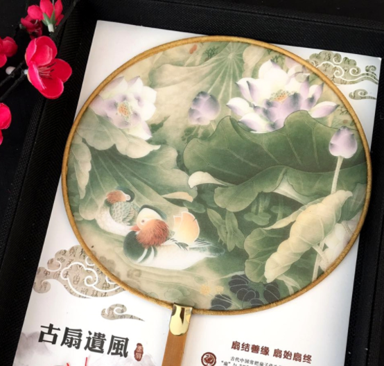 家佳樂文學(xué)復(fù)古仿竹團(tuán)扇，真絲半透明雙面團(tuán)扇圖片