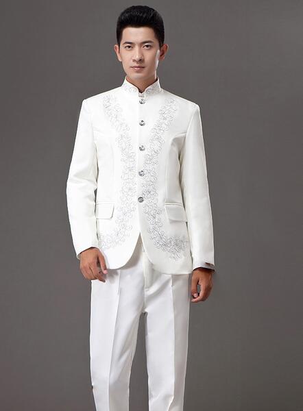 青年修身中山裝，立領(lǐng)中山裝演出服