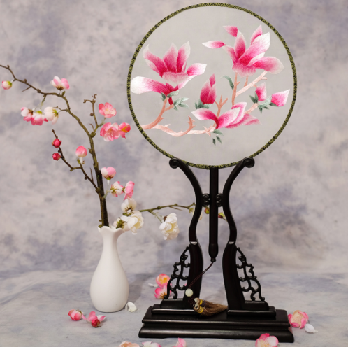 四款雙面繡花家佳樂(lè)文學(xué)團(tuán)扇，古風(fēng)宮扇古典扇子圖